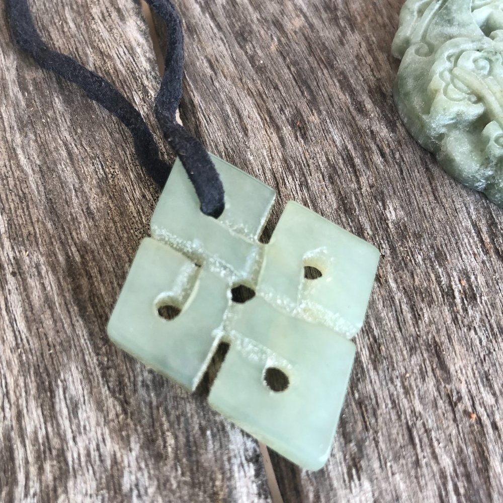 Vintage Chinese Light Green Natural Carved Jade pendant